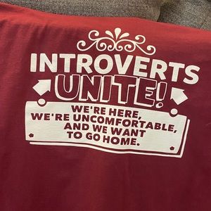 Introverts Unite maroon tee